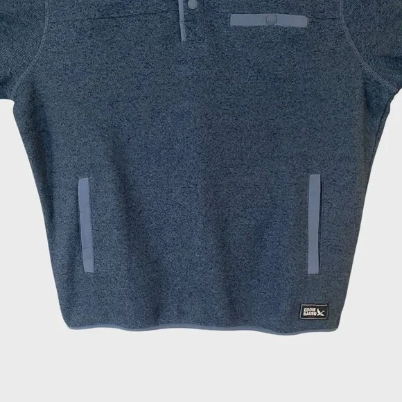 Eddie Bauer Fleece Quarter-Snap Sweater Blue Mens Large Long-Sleeve Pullover New